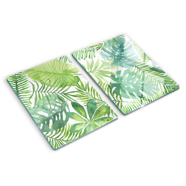 Tagliere in vetro temperato con motivo vegetale a foglie