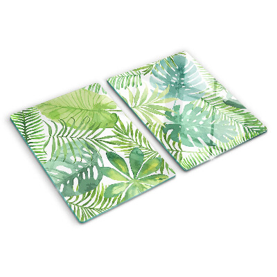 Tagliere in vetro temperato con motivo vegetale a foglie