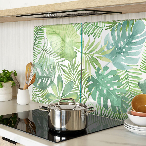 Tagliere in vetro temperato con motivo vegetale a foglie