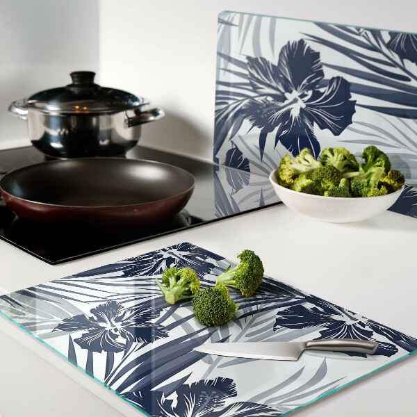 Tagliere in vetro temperato con motivo floreale tropicale