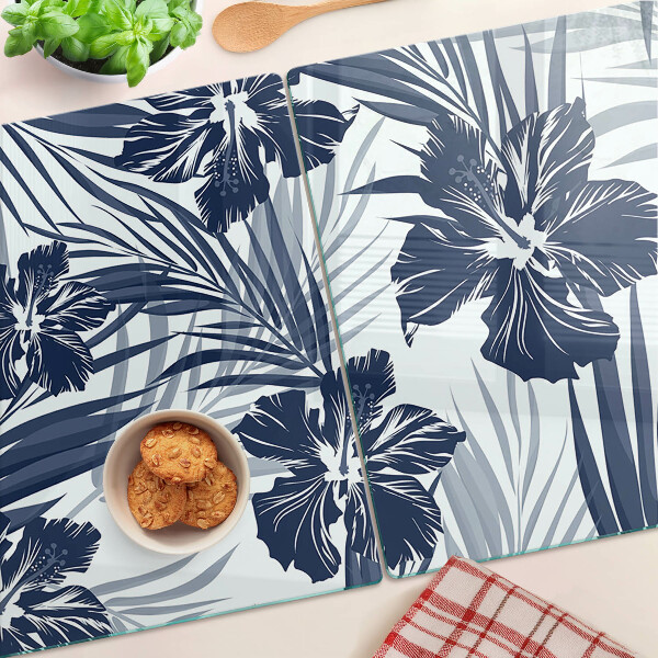 Tagliere in vetro temperato con motivo floreale tropicale