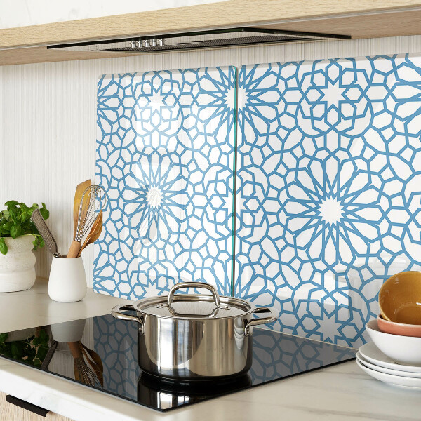 Tagliere in vetro con motivo floreale nei toni del blu