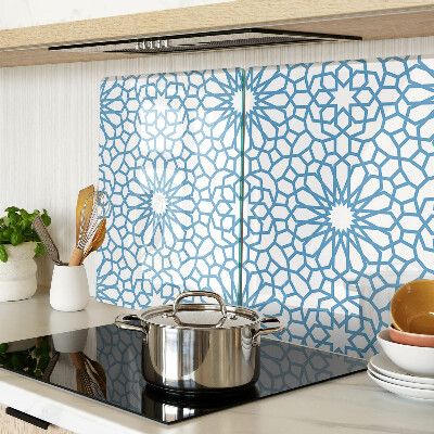 Tagliere in vetro con motivo floreale nei toni del blu