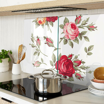 Tagliere in vetro temperato con motivo di rose in stile vintage