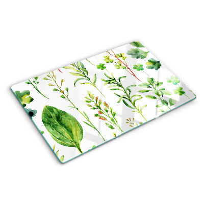 Tagliere in vetro temperato con motivi vegetali nei toni del verde