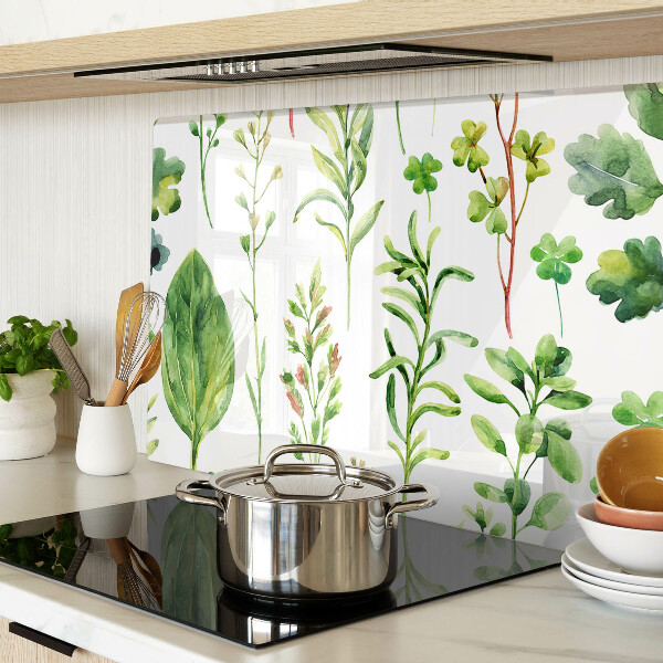 Tagliere in vetro temperato con motivi vegetali nei toni del verde