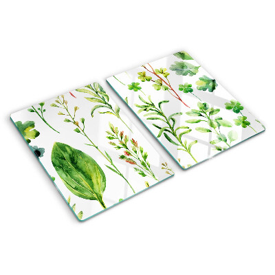 Tagliere in vetro temperato con motivi vegetali nei toni del verde