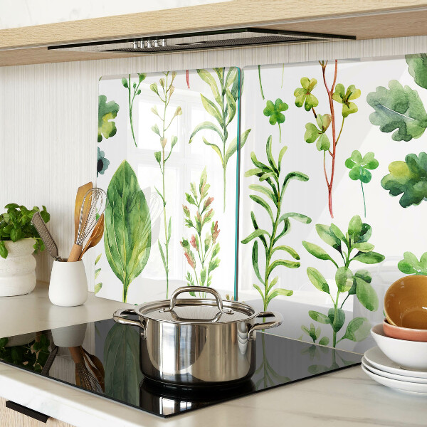 Tagliere in vetro temperato con motivi vegetali nei toni del verde