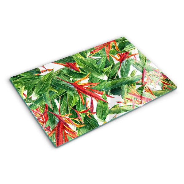 Tagliere in vetro temperato Foglie tropicali e fiori