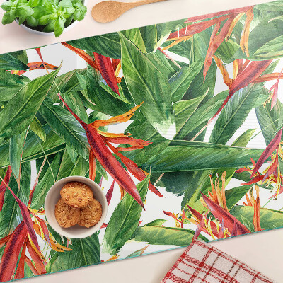 Tagliere in vetro temperato con motivo di foglie tropicali e fiori