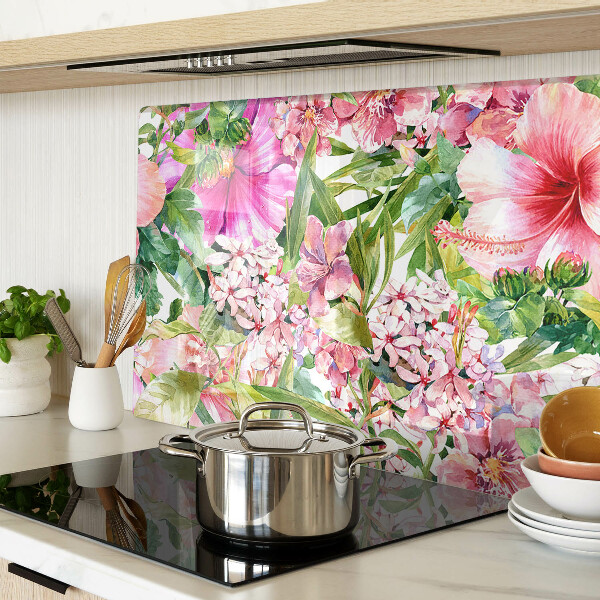 Tagliere in vetro temperato con motivo floreale tropicale