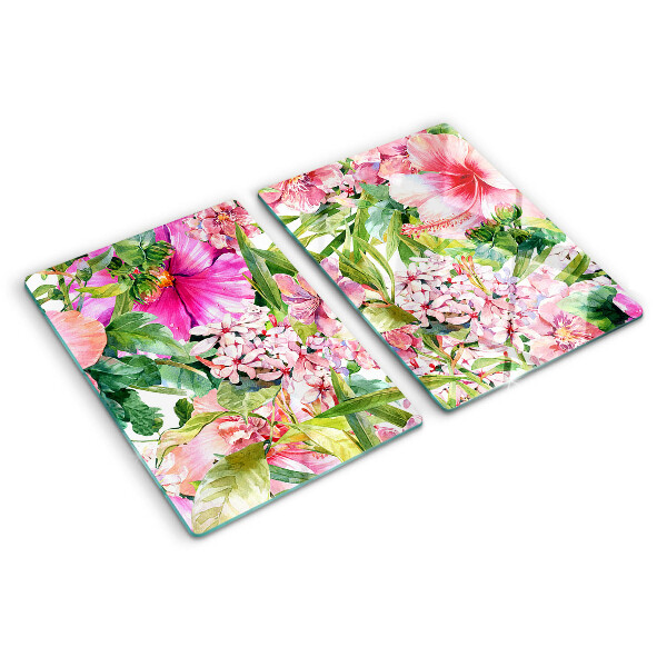 Tagliere in vetro temperato con motivo floreale tropicale