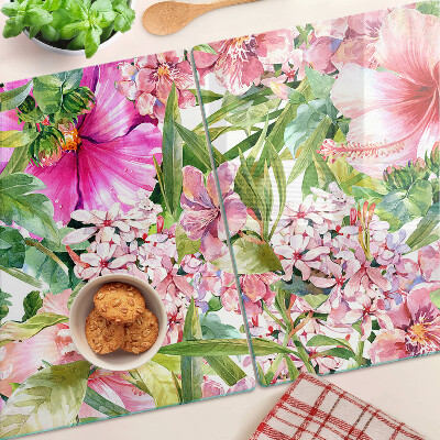 Tagliere in vetro temperato con motivo floreale tropicale