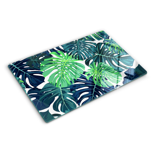 Tagliere in vetro Foglie di monstera su sfondo tropicale