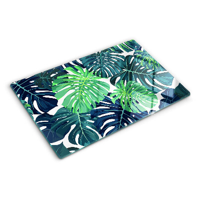 Tagliere in vetro Foglie di monstera su sfondo tropicale