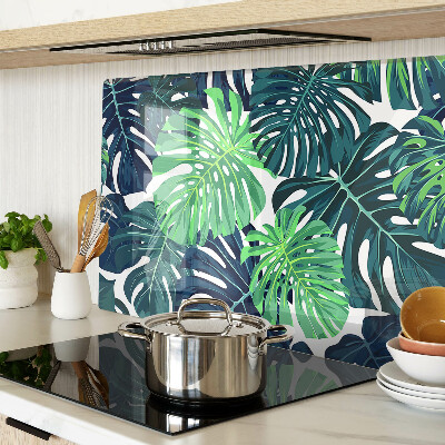 Tagliere in vetro Foglie di monstera su sfondo tropicale