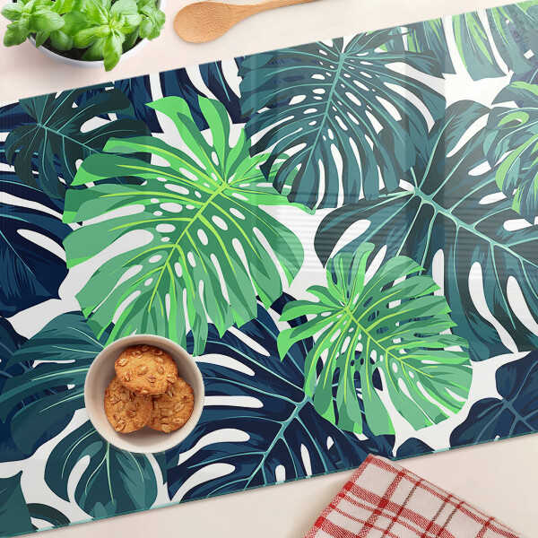 Tagliere in vetro Foglie di monstera su sfondo tropicale