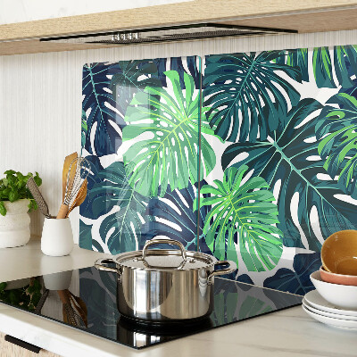 Tagliere in vetro Foglie di monstera su sfondo tropicale