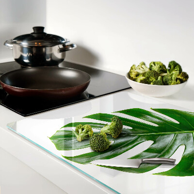 Tagliere in vetro temperato con motivo Foglie di monstera