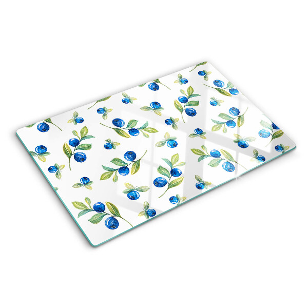 Tagliere in vetro temperato con stampa a motivo di bacche sui rami