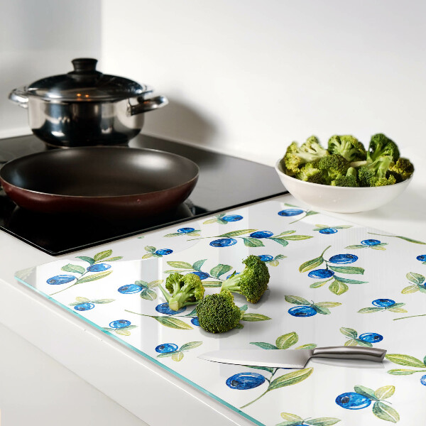 Tagliere in vetro temperato con stampa a motivo di bacche sui rami