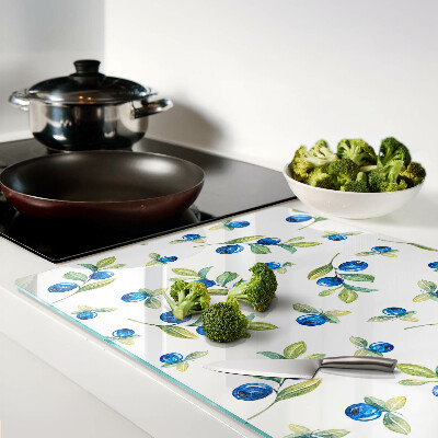 Tagliere in vetro temperato con stampa a motivo di bacche sui rami