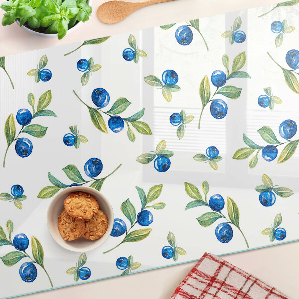 Tagliere in vetro temperato con stampa a motivo di bacche sui rami