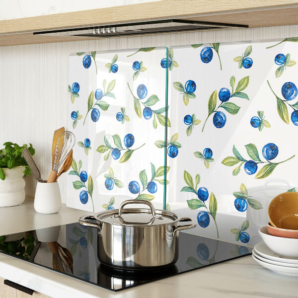 Tagliere in vetro temperato con stampa a motivo di bacche sui rami