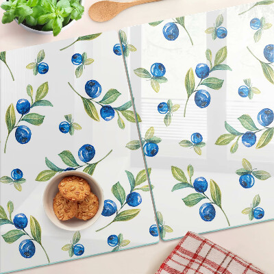 Tagliere in vetro temperato con stampa a motivo di bacche sui rami