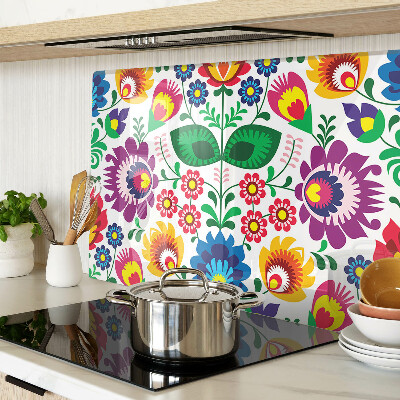 Tagliere in vetro con motivo floreale in stile folk