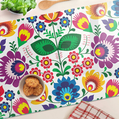 Tagliere in vetro con motivo floreale in stile folk