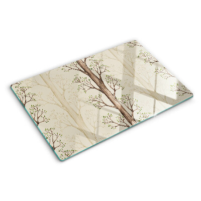 Tagliere in vetro temperato con motivo a rami d'albero e foglie