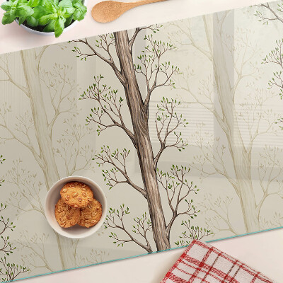 Tagliere in vetro temperato con motivo a rami d'albero e foglie