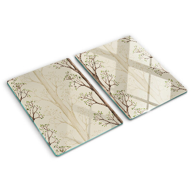 Tagliere in vetro temperato con motivo a rami d'albero e foglie