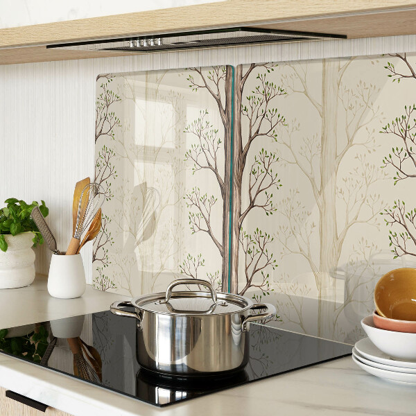 Tagliere in vetro temperato con motivo a rami d'albero e foglie