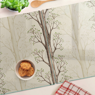 Tagliere in vetro temperato con motivo a rami d'albero e foglie