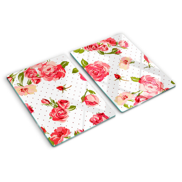 Tagliere in vetro Rose su sfondo bianco