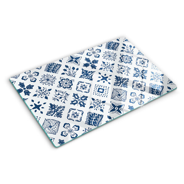 Tagliere in vetro con motivo floreale in stile folk