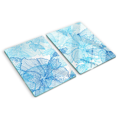 Tagliere in vetro temperato Motivo floreale nei toni del blu