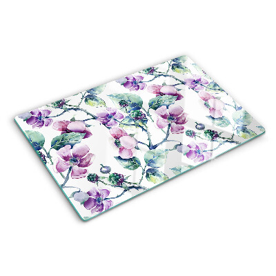 Tagliere in vetro temperato con motivo floreale di magnolia