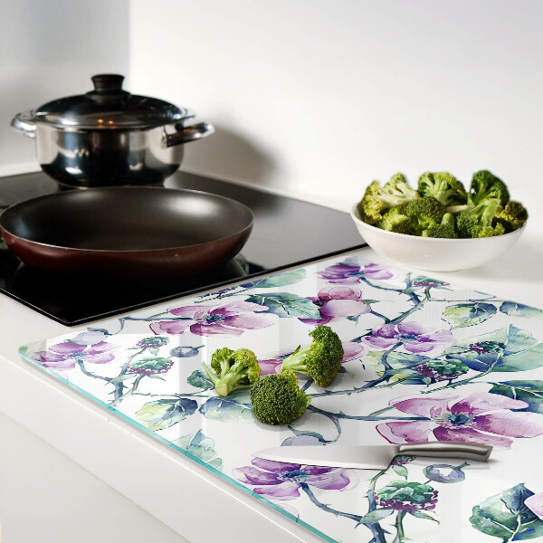 Tagliere in vetro temperato con motivo floreale di magnolia