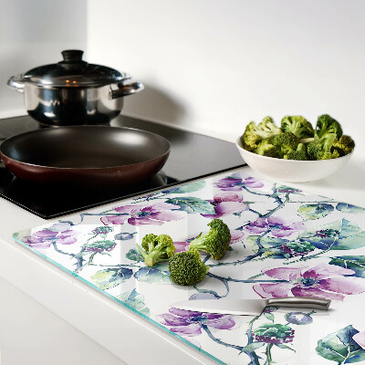 Tagliere in vetro temperato con motivo floreale di magnolia