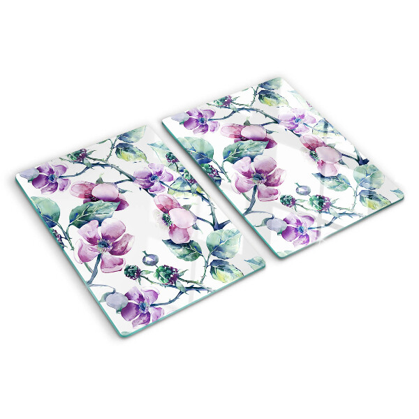 Tagliere in vetro temperato con motivo floreale di magnolia