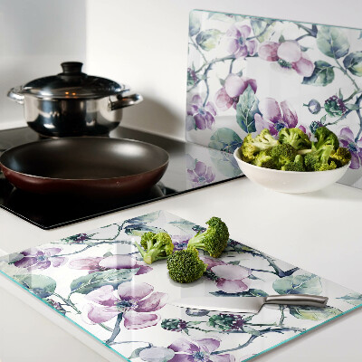 Tagliere in vetro temperato con motivo floreale di magnolia