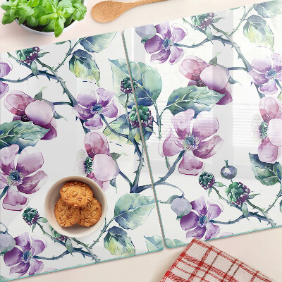 Tagliere in vetro temperato con motivo floreale di magnolia