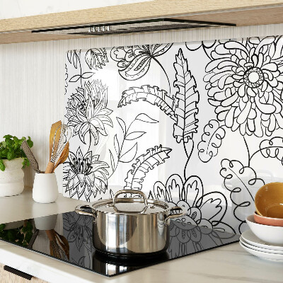 Tagliere in vetro temperato Motivo floreale in stile doodle
