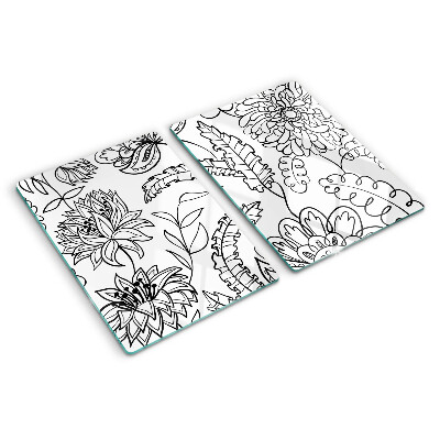Tagliere in vetro temperato con motivo floreale in stile doodle