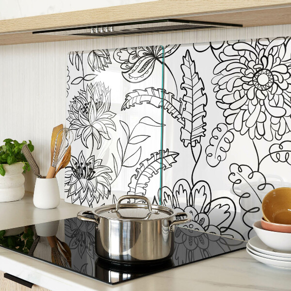Tagliere in vetro temperato Motivo floreale in stile doodle