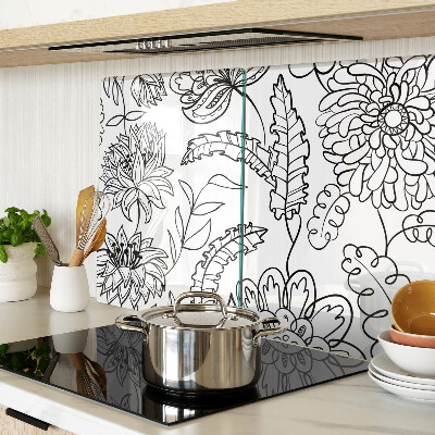 Tagliere in vetro temperato Motivo floreale in stile doodle