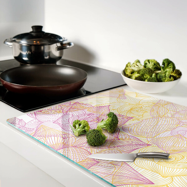 Tagliere in vetro temperato con motivo floreale nei toni pastello